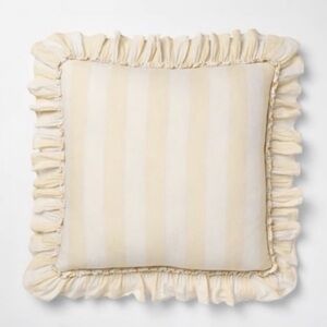 Threshold/Studio Mcgee Ruffled Striped Cream Pillow